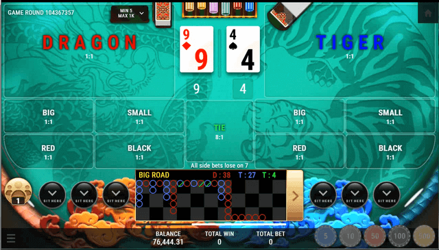 SBOTOP Live Casino  Dragon Tiger Multiplayer Dealing Screen